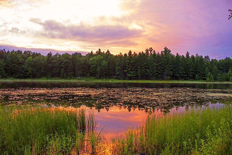 Oddly vivid sunset over Round Lake