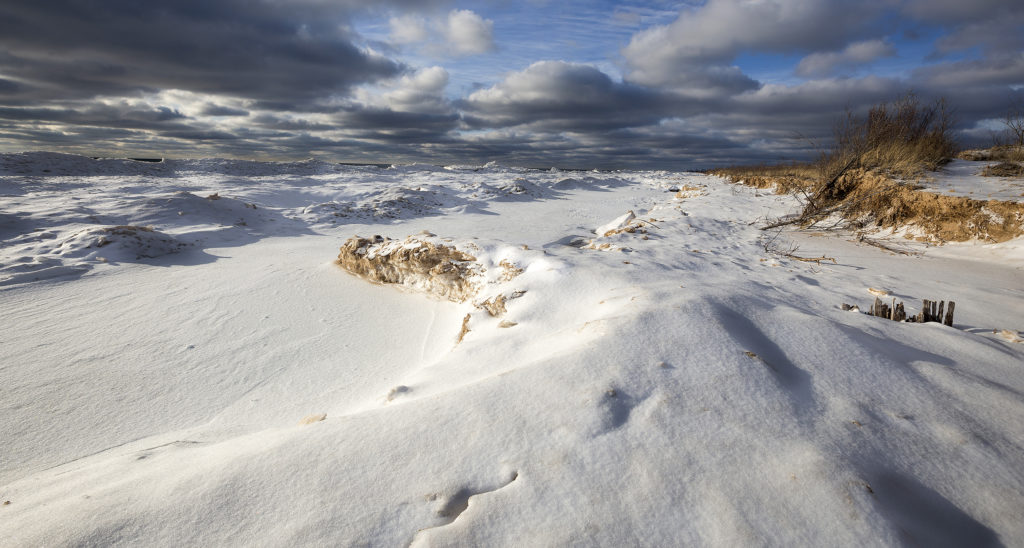 Snow covered beach 