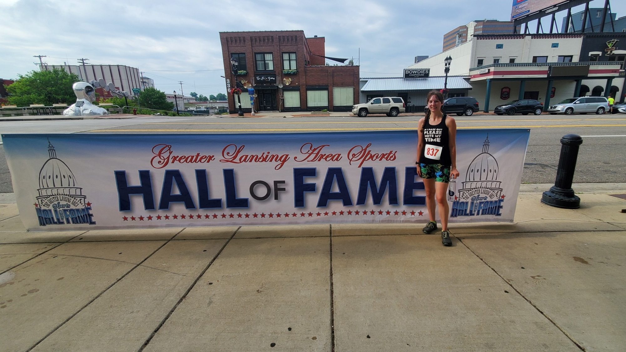 Amie in front of the Hall of Fame Sign