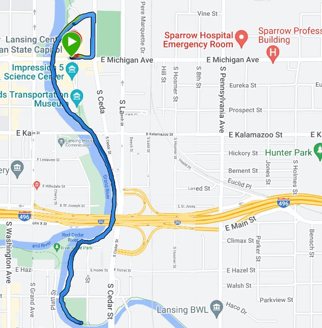 Course Route on a map