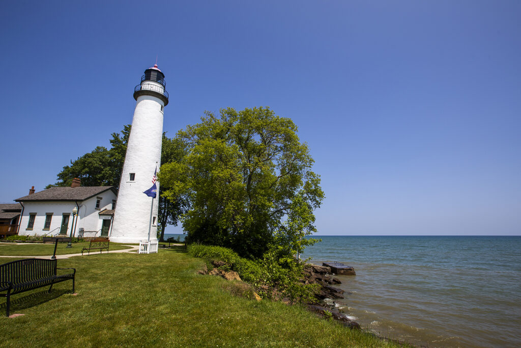 Point Aux Barques Lighthouse towering over Lake Huron