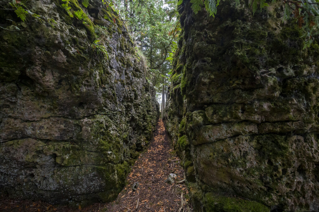 Narrow rock passage near Bush Bay Trail - not part of the trail