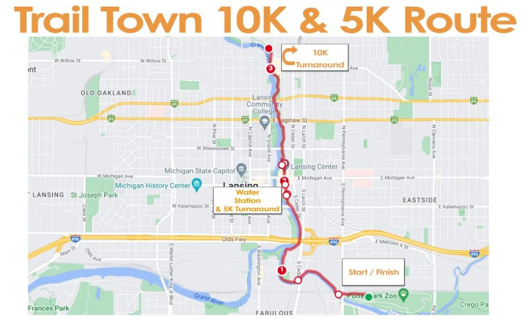 Trail Town 5K and 10K Map