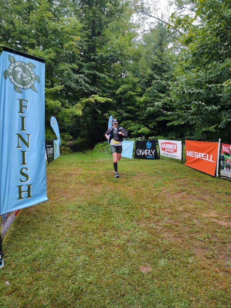 Amie finishing the Tahqua Trail 25K