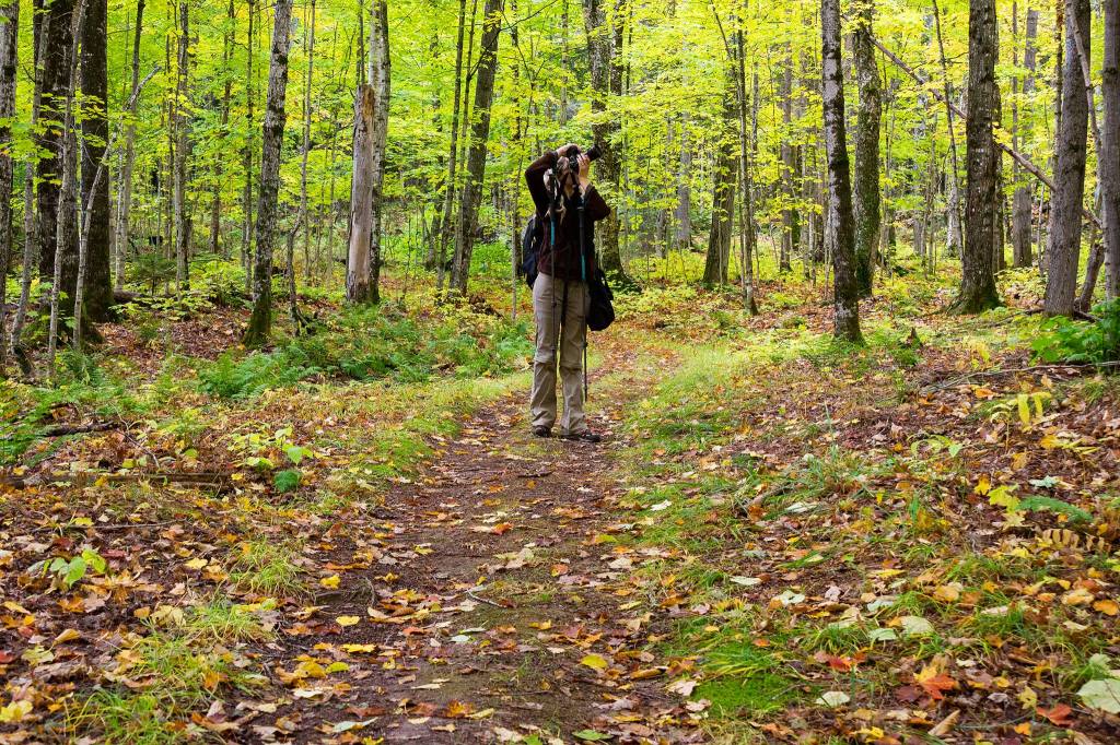 Amie hiking with poles
