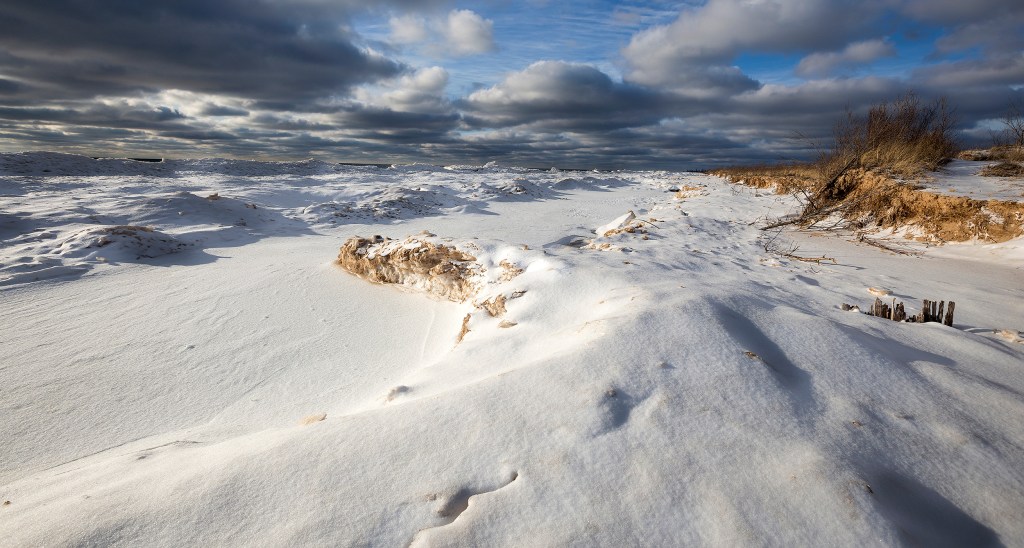 Snow covered beach