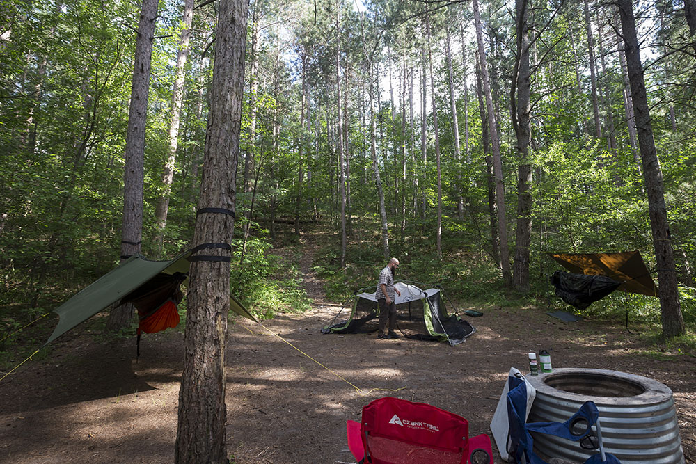 Campsite set up at Pigeon River State Forest Campground