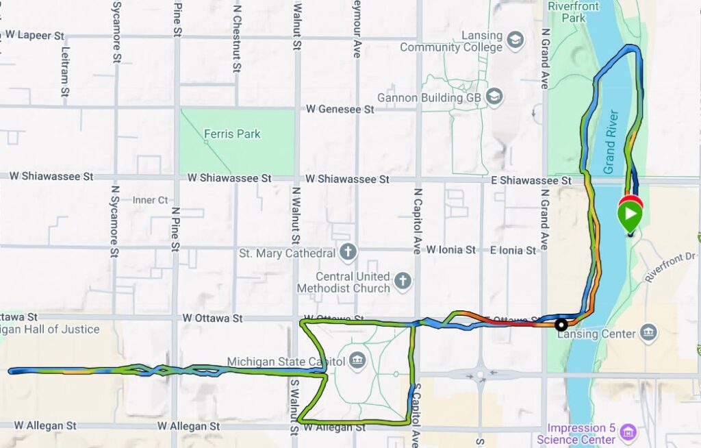 Course Route for the Playmaker's Holiday 5K