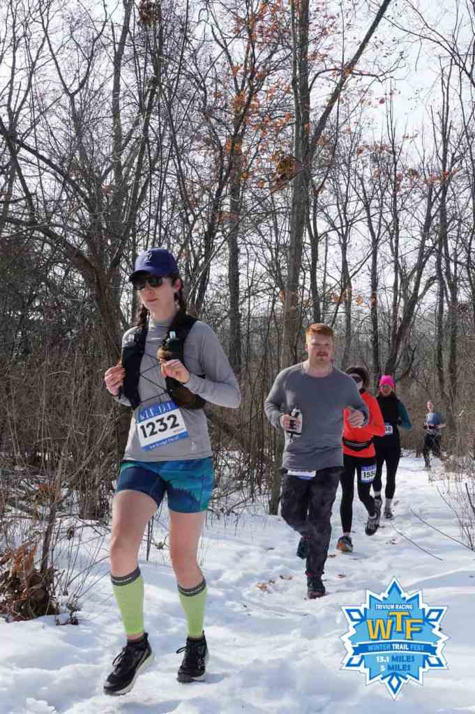 Amie in a conga line at Winter Trail Fest